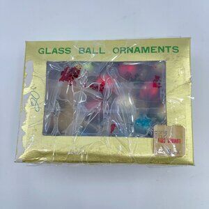 vintage miniature 20mm glass ornaments set of 12 assorted colors In original box